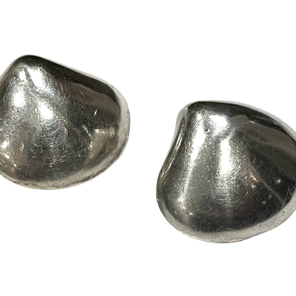 MEXICO 925 Sterling Silver - Vintage Smooth Hollow Non Pierce Earrings - Picture 3 of 4